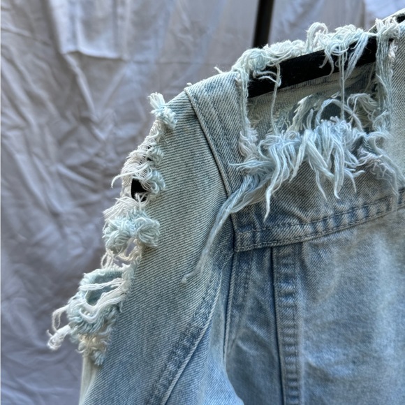 distressed jean jacket - Picture 3 of 6